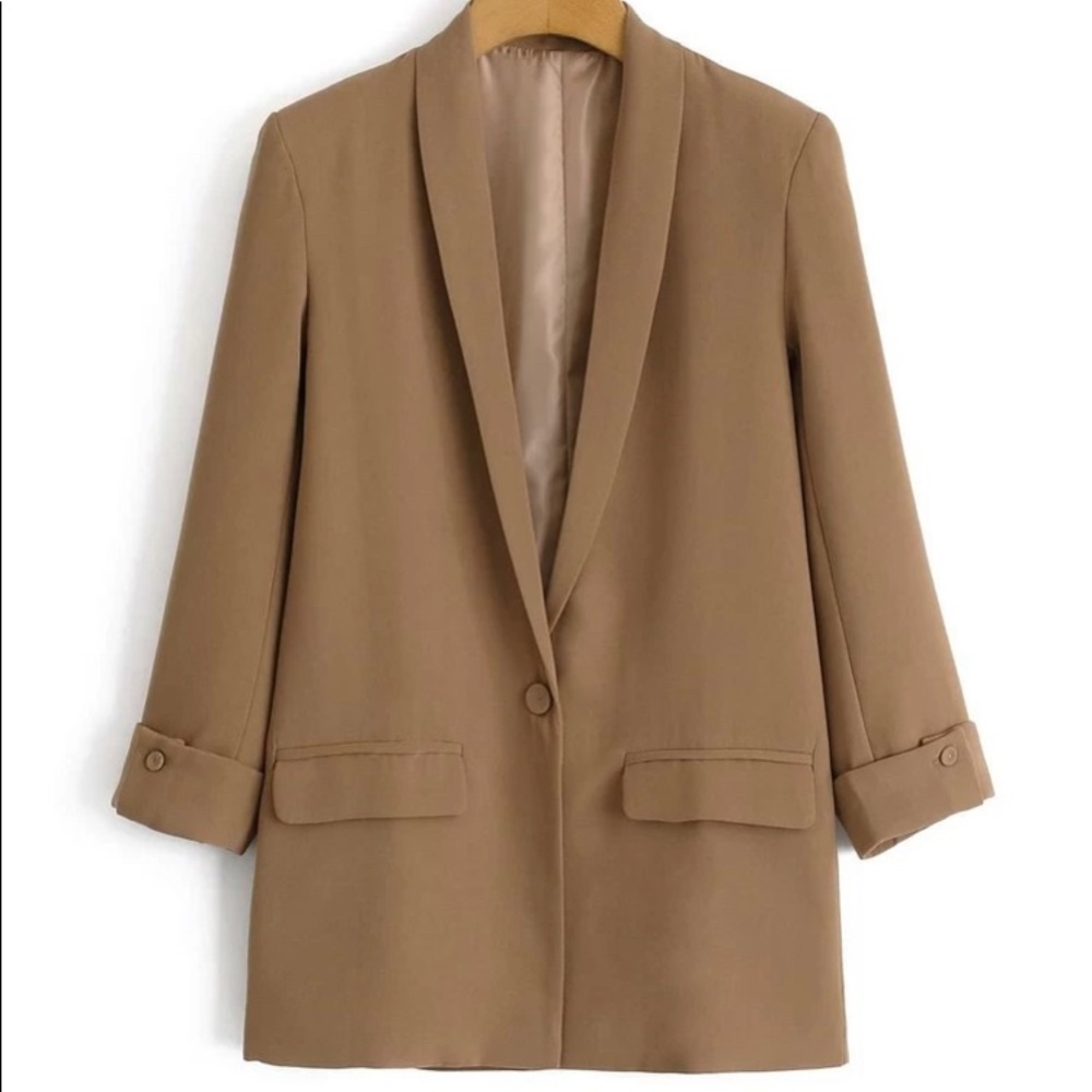 ✨NWT✨ Solid Shawl Collar Blazer in Camel Brown
